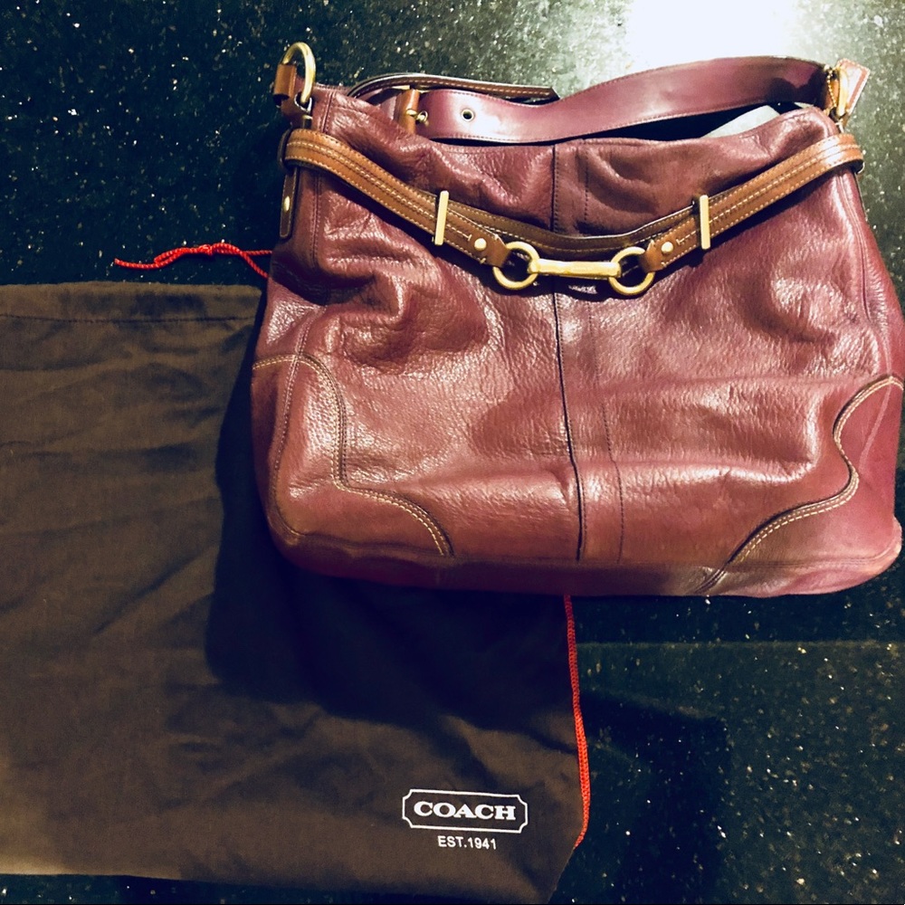 Large berry coach shoulder bag